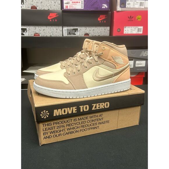 Jordan 1 Mid (W) Canvas Khaki / Size 9M(10.5W)  / Brand New - Picture 1 of 10